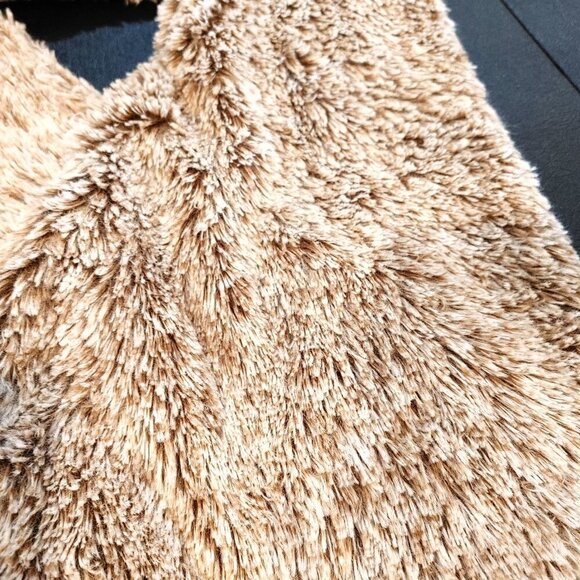 Beige Fluffy Wide Infinity Loop Warm Winter Scarf Long Hoop - Picture 3 of 4